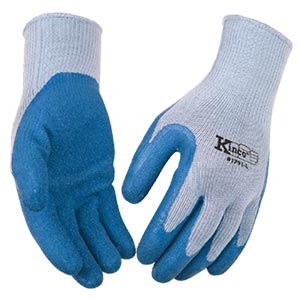 blue rubber work gloves