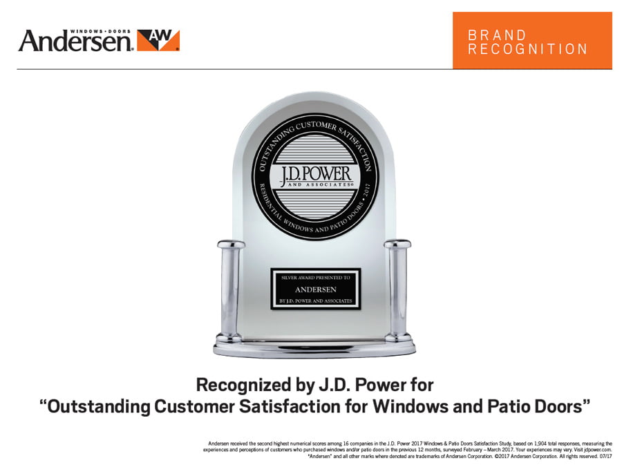 Andersen Windows Recognized by JD Power